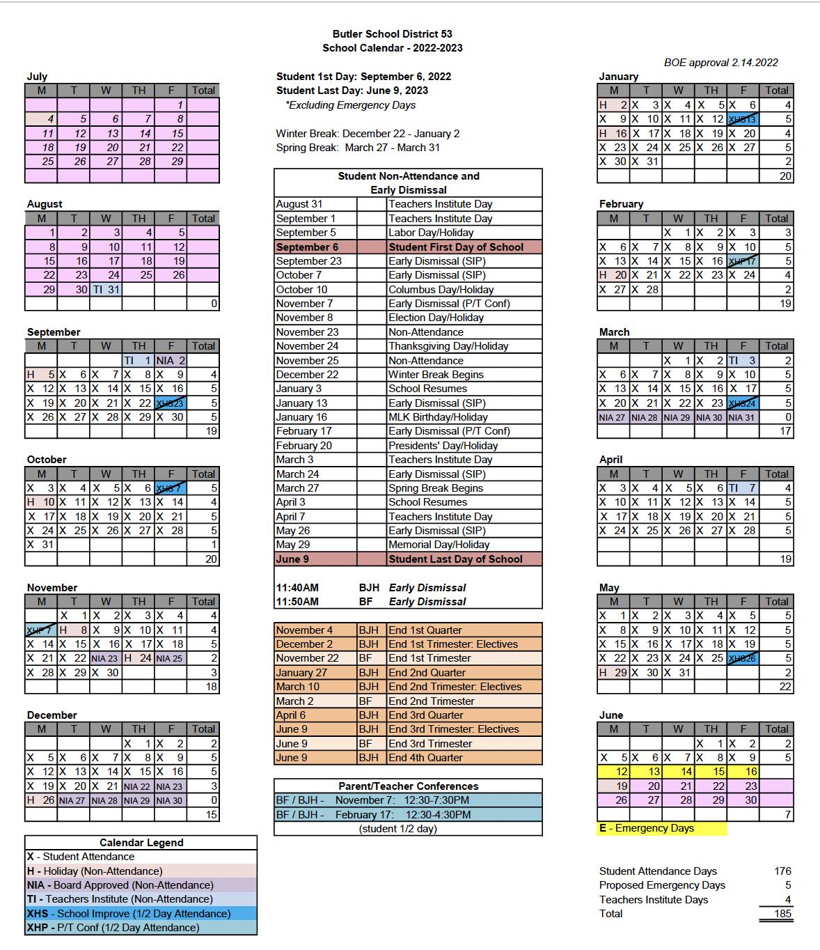 2023-2024 School Calendar image
